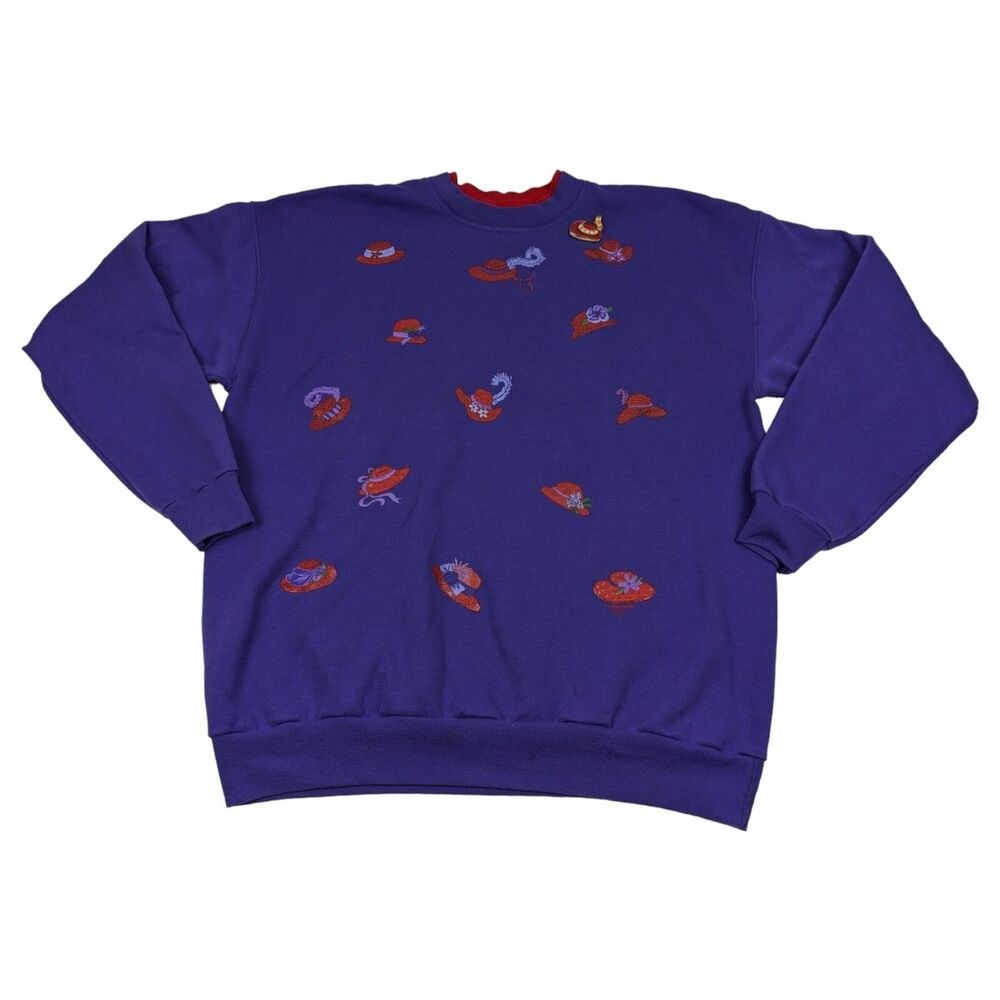 Artisans‎ Purple Sweatshirt Society Hat All Over Print w/ Brooch